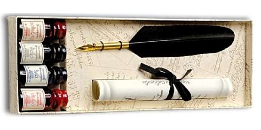 Penna Stilografica con Piuma e 4 inchiostri